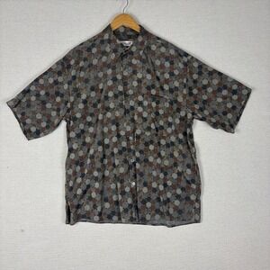 Vtg‎ 90s Tuttle Golf Button Up Mens XL Rayon Blend Polka Dot Short Sleeve Italy